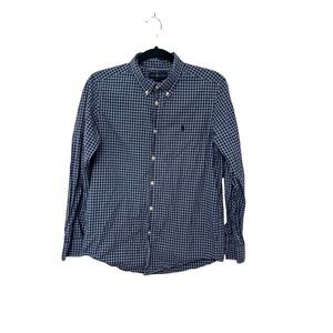 Ralph Lauren Blue Plaid Long Sleeve‎ Preppy Button Down Shirt Boys X-Large 18-20